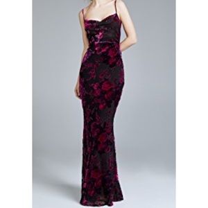 Floral Velvet Burnout Formal Dress